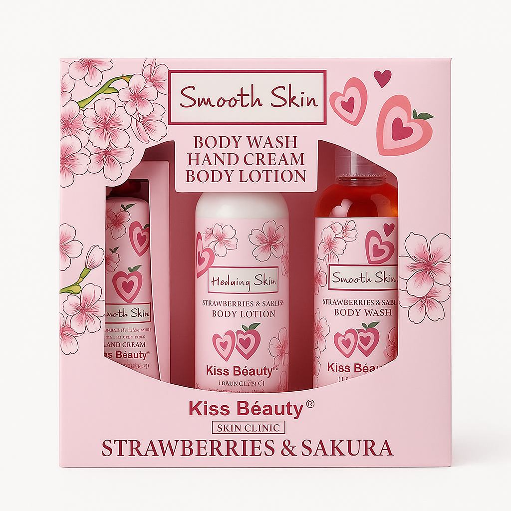 Kiss Beauty Smooth Skin – Strawberries & Sakura Kit Corporal