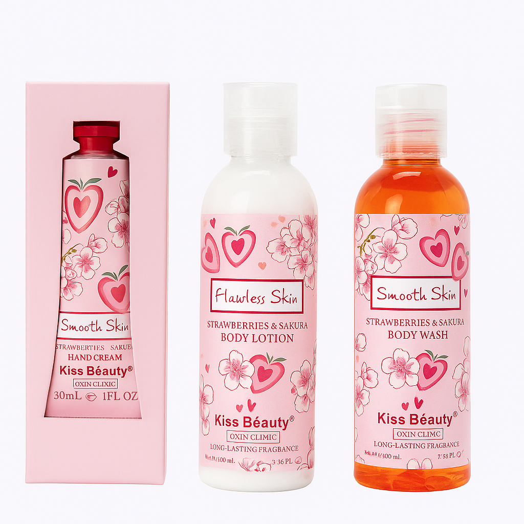 Kiss Beauty Smooth Skin – Strawberries & Sakura Kit Corporal